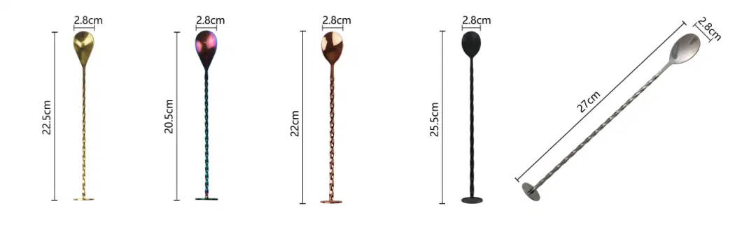 Stainless Steel Mixing Spoon Cocktail Stirrer, Spiral Pattern Bar Spoon Stirring Spoon with Long Handle